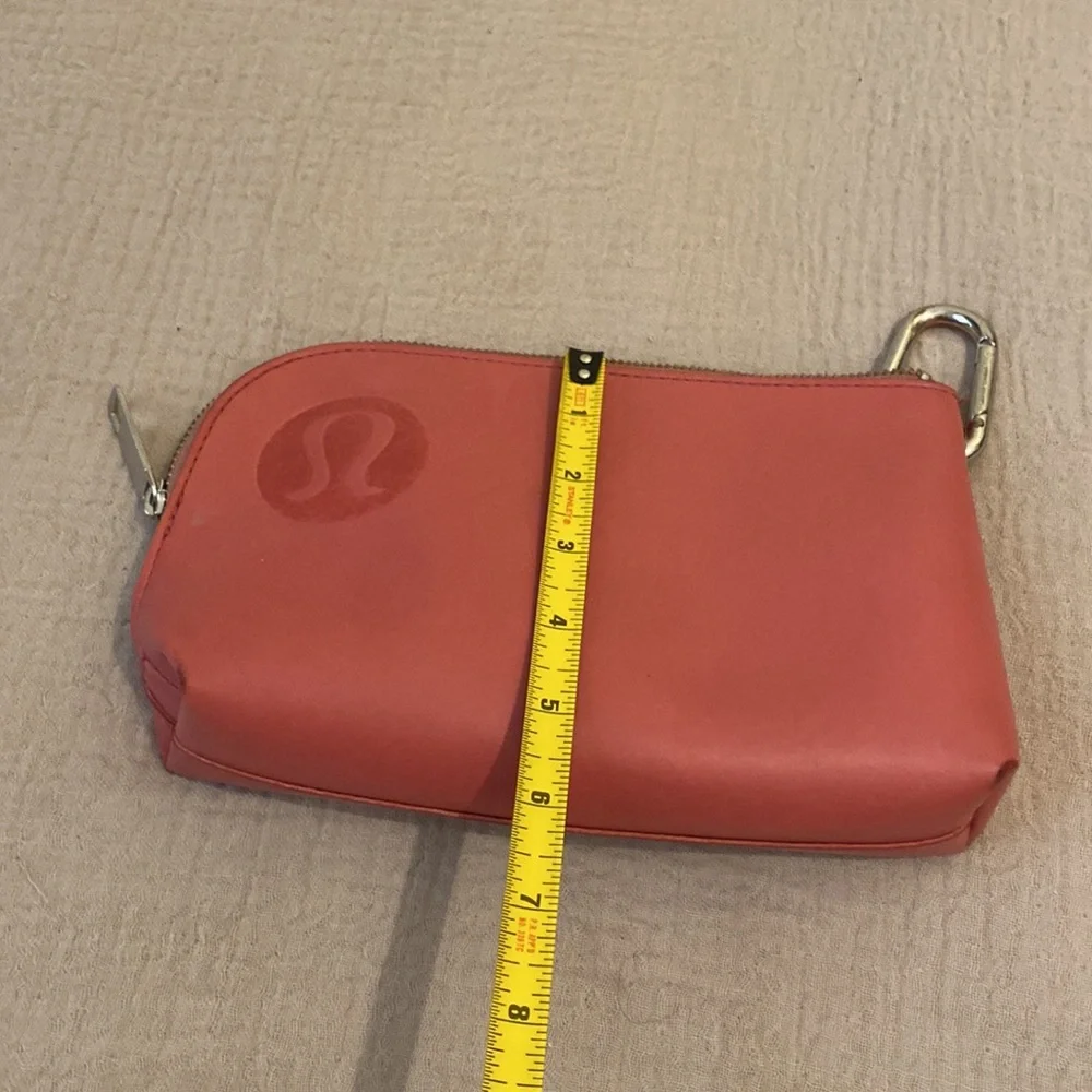 Lululemon Leather Small Zip Pouch in Coral